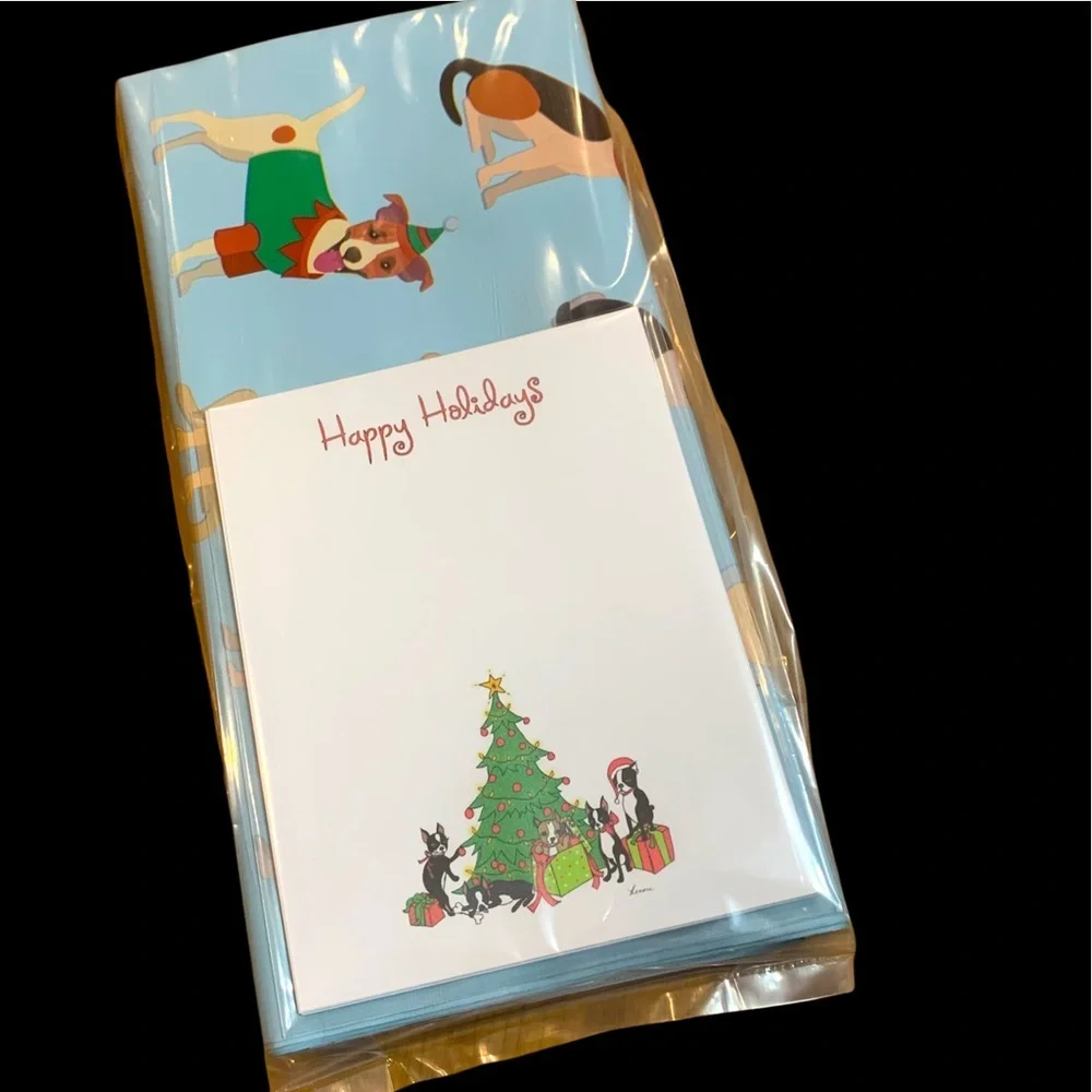 20 piece dog holiday Christmas Shipping bundle note cards 10”X 13” poly mailers